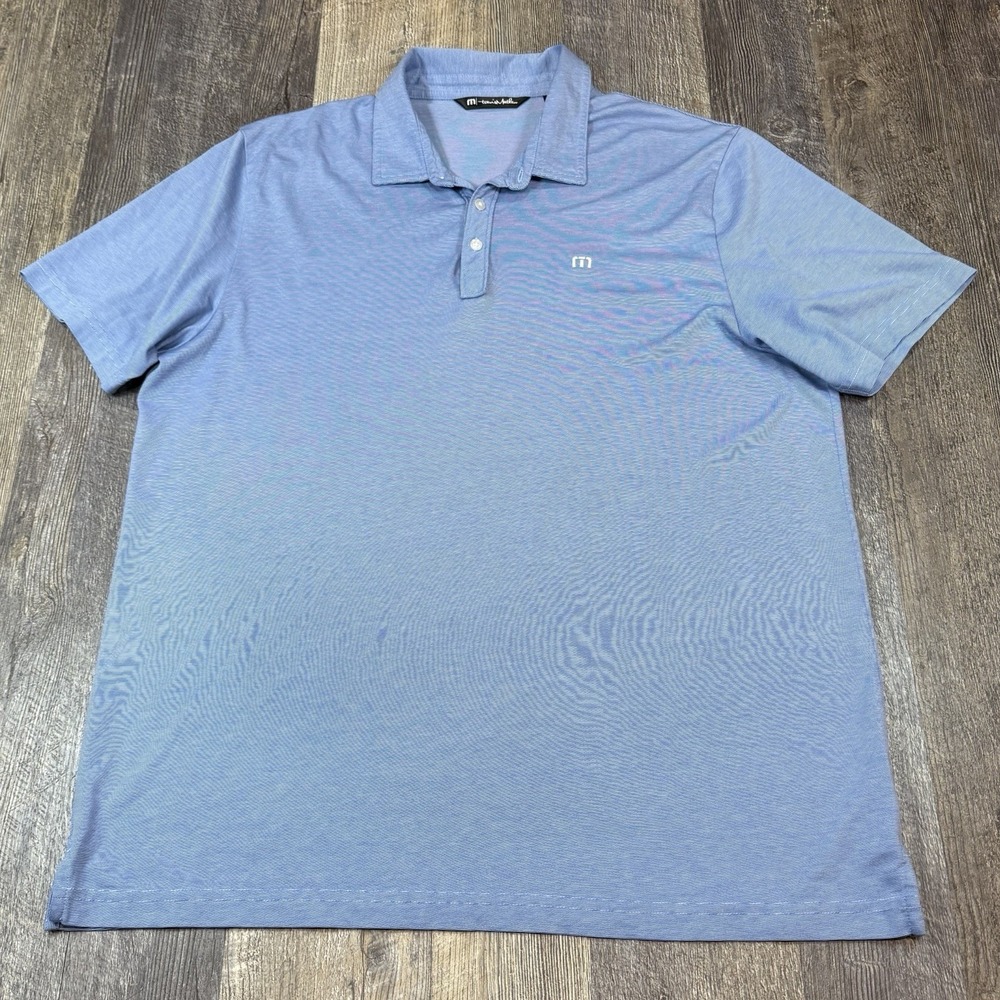 Travis Mathew Men's XXL Blue Pima Cotton Blend Golf Polo Shirt Short Sleeve